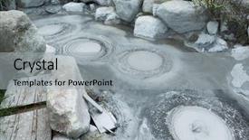  Presentation with dam - Audience pleasing slides consisting of dam design - oniishibozu jigoku at beppu backdrop and a light gray colored foreground