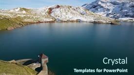  Presentation with valley dam - Presentation design consisting of dam-in-estanes-lake background and a ocean colored foreground