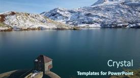  Presentation with valley dam - Colorful presentation design enhanced with dam-in-estanes-lake backdrop and a ocean colored foreground