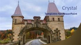  Presentation with dam - Presentation theme consisting of dam-les-kralovstvi-in-czech background and a light blue colored foreground