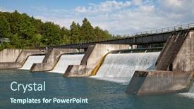  Presentation with small hydro power plant - PPT layouts having dam-of-the-hydro-power and a ocean colored foreground