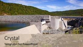  Presentation with dam construction - Cool new presentation with dam on reservoir freshwater lake backdrop and a mint green colored foreground