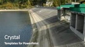  Presentation with dam - Audience pleasing theme consisting of dam on the lake czorsztyn in poland backdrop and a gray colored foreground