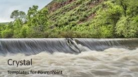  Presentation with water flow - PPT theme consisting of dam taking water from river background and a light gray colored foreground