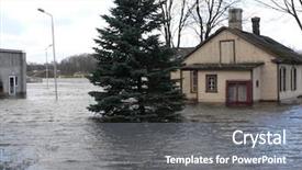 Presentation with flooding - Presentation design consisting of wind damage - it's flooding down in riga background and a gray colored foreground