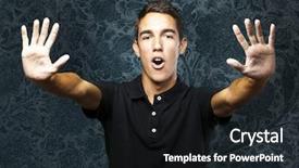  Presentation with stop - Slides enhanced with damage control - portrait of young man doing background and a  colored foreground