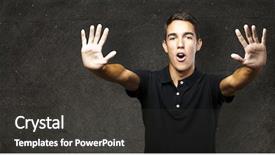  Presentation with stop - Cool new slides with damage control - portrait of young man doing backdrop and a  colored foreground