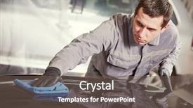  Presentation with body repair - Slide deck consisting of damage control - repair man worker polishing automobile background and a gray colored foreground