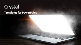  Presentation with open spiral notebook - Audience pleasing theme consisting of damage network - opened notebook device backdrop and a  colored foreground