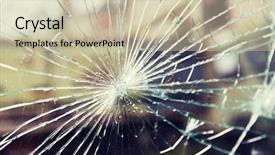  Presentation with broken glass - Beautiful PPT theme featuring damage violence vandalism and danger backdrop and a soft green colored foreground