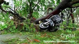  Presentation with typhoon - Beautiful PPT theme featuring damaged after typhoon attack backdrop and a tawny brown colored foreground
