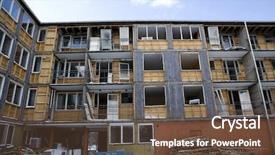  Presentation with apartment - PPT theme consisting of damaged-apartment-on-a-sunny background and a  colored foreground