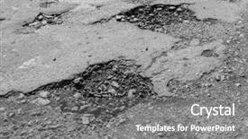  Presentation with asphalt pavement - PPT theme enhanced with damaged asphalt pavement road background and a gray colored foreground