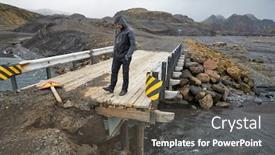  Presentation with iceland - Colorful slide set enhanced with damaged-bridge-on-a-countryside backdrop and a tawny brown colored foreground