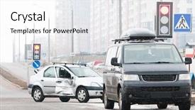  Presentation with car accident - Slides featuring damaged car after crash accident background and a white colored foreground