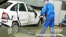  Presentation with mechanic repair - Presentation with damaged car at repair background and a violet colored foreground
