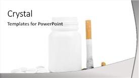  Presentation with cigarettes - Presentation design featuring damaged cigarettes and pills isolated on white background and a white colored foreground