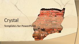  Presentation with old brick wall texture - PPT layouts with damaged houses - old weathered brick and stucco background and a lemonade colored foreground
