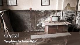  Presentation with old house - Theme featuring damaged houses - very old room on abandoned background and a tawny brown colored foreground