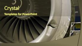  Presentation with aircraft engine - PPT theme having damaged jet engine on large background and a tawny brown colored foreground