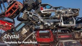  Presentation with used cars - Slide set having damaged old cars on junkyard background and a tawny brown colored foreground