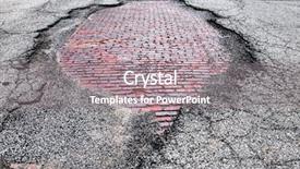  Presentation with paving - Colorful PPT theme enhanced with damaged road with hole showing backdrop and a gray colored foreground