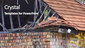  Presentation with old house - PPT theme with damaged roof of an old background and a dark gray colored foreground