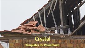  Presentation with house roof and roofing business - Audience pleasing PPT theme consisting of damaged roof of an old backdrop and a tawny brown colored foreground