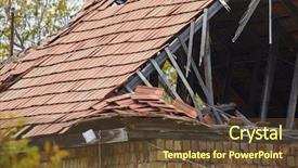  Presentation with house roof and roofing business - Presentation design consisting of damaged roof of an old background and a tawny brown colored foreground