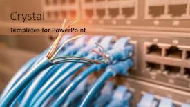  Presentation with network cable - Audience pleasing PPT layouts consisting of damaged-stranded-network-cable backdrop and a coral colored foreground