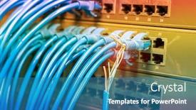  Presentation with network cable - Beautiful presentation theme featuring damaged-stranded-network-cable backdrop and a teal colored foreground