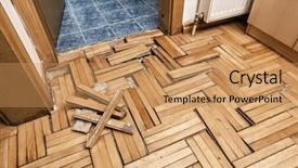  Presentation with flooring - Cool new presentation design with damaged wooden floor -ruined flooring backdrop and a coral colored foreground