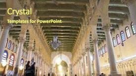  Presentation with syria - PPT theme featuring damascus syria - historical omayyad mosque background and a tawny brown colored foreground