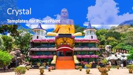  Presentation with world heritage - Audience pleasing presentation theme consisting of dambulla-cave-temple-also-known backdrop and a cobalt blue colored foreground