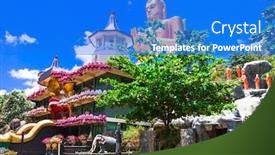  Presentation with golden pavilion kinkakuji temple - Presentation featuring dambulla-cave-temple-also-known background and a cobalt blue colored foreground