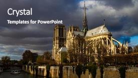  Presentation with notre dame paris france - Audience pleasing PPT theme consisting of dame de paris cathedral france backdrop and a dark gray colored foreground