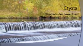  Presentation with fall colors - Presentation featuring damm - water cascading over a diversion background and a gold colored foreground