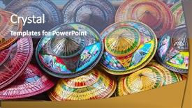  Presentation with floating - Presentation theme with damnoen saduak floating market background and a seafoam green colored foreground