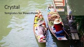  Presentation with floating - Presentation having damnoen saduak floating market background and a mint green colored foreground