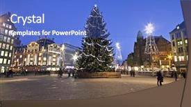  Presentation with amsterdam - Audience pleasing theme consisting of damsquare at christmas in amsterdam the netherlands backdrop and a cobalt blue colored foreground