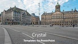  Presentation with amsterdam - Beautiful presentation theme featuring damsquare-in-amsterdam-the-netherlands backdrop and a gray colored foreground