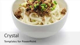  Presentation with noodles - Theme having dan dan noodles chinese sichuan background and a light gray colored foreground