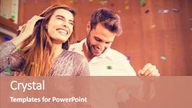  Presentation with cheerful - Audience pleasing PPT theme consisting of dance - cheerful young dancing couple backdrop and a coral colored foreground