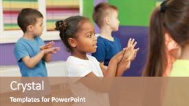  Presentation with class - Presentation theme with dance - children dancing in choreography class background and a coral colored foreground