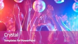  Presentation with night club - Presentation theme featuring dance - crowd of young people dancing background and a purple colored foreground