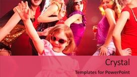  Presentation with disco - Colorful slide set enhanced with children dance - little girl's dancing backdrop and a red colored foreground