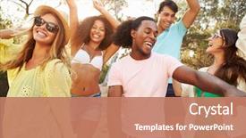  Presentation with beach party - Theme with dance - group of young friends having background and a coral colored foreground