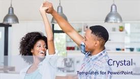  Presentation with dancing - Amazing slides having dance - happy couple dancing in kitchen backdrop and a sky blue colored foreground