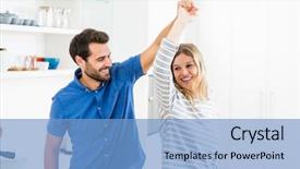  Presentation with dancing - PPT theme consisting of dance - happy couple dancing in kitchen background and a light blue colored foreground