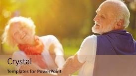  Presentation with couple dance - PPT layouts enhanced with dance - happy senior couple dancing background and a coral colored foreground